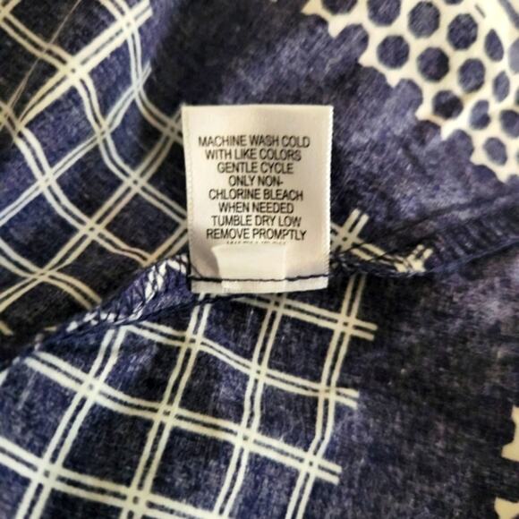 ISAAC MIZRAHI Navy Blue White Multi Print Sleeveless A-line Maxi Summer Dress XS - Picture 8 of 9